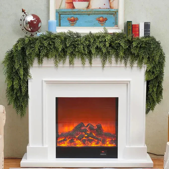 ❄️🎄Oveallgo®  Artificial Cedar Garland🇺🇸Green Pine Garland for Table, Mantel, Wall – Perfect for Indoor & Outdoor Christmas Decorations